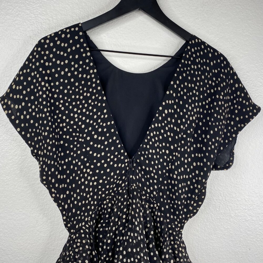 Jackie Bernard Eklektic Dress Low Back Ruffle Layers Polka Dot Black Sz 8 - Picture 9 of 15